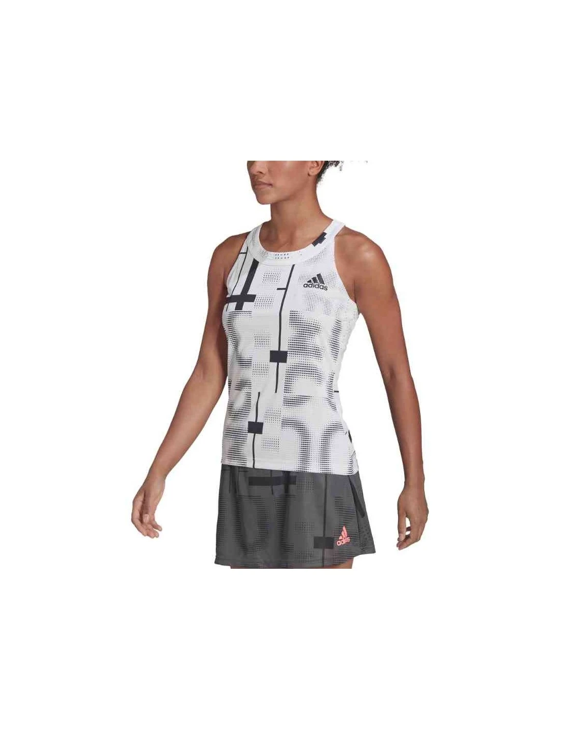 CAMISETA DE TIRANTES ADIDAS CLUB GRAPH WHITE/BLACK 2 CAMISETA DE TIRANTES ADIDAS CLUB GRAPH WHITE/BLACK - Imagen 2